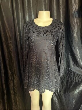 Self Esteem Black Leaf-Pattern Lace Tunic
